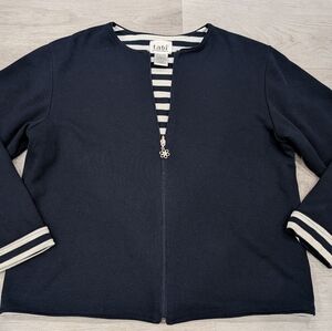 Vintage Tabi International Cotton Blend Navy Blue Full Zip Cardigan Size L